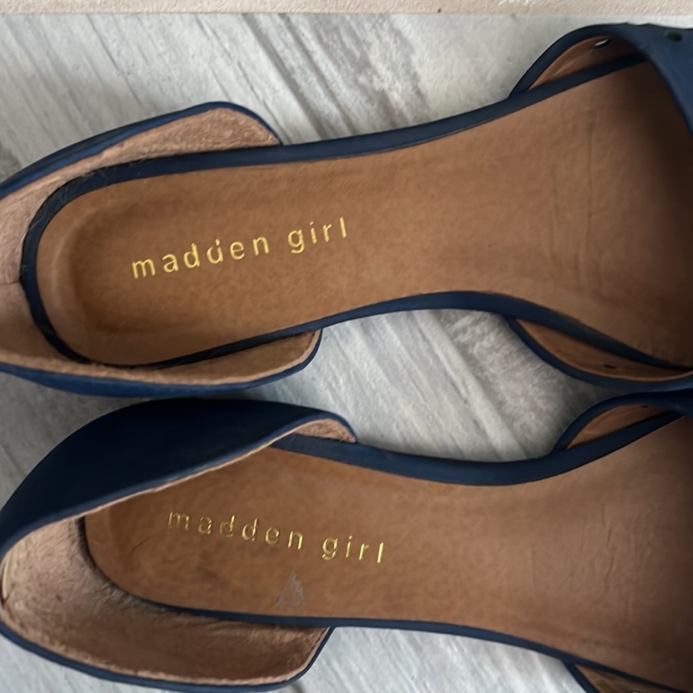 Madden Girl Navy Perforated Pointed-Toe Flats - Picture 2 of 4